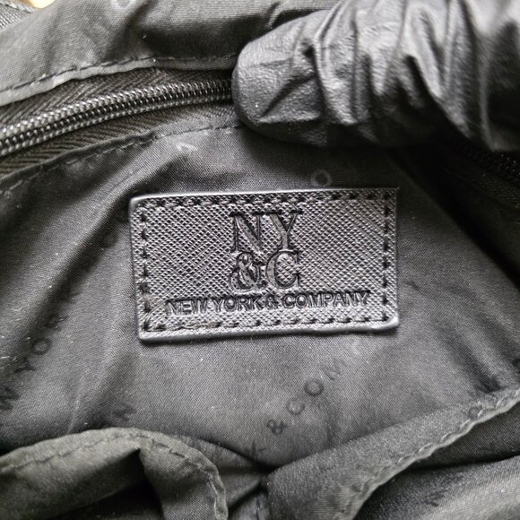 New York & Company‎ Women's Black Leather Snap Button Front Bow Shoulder Bag - Picture 8 of 8